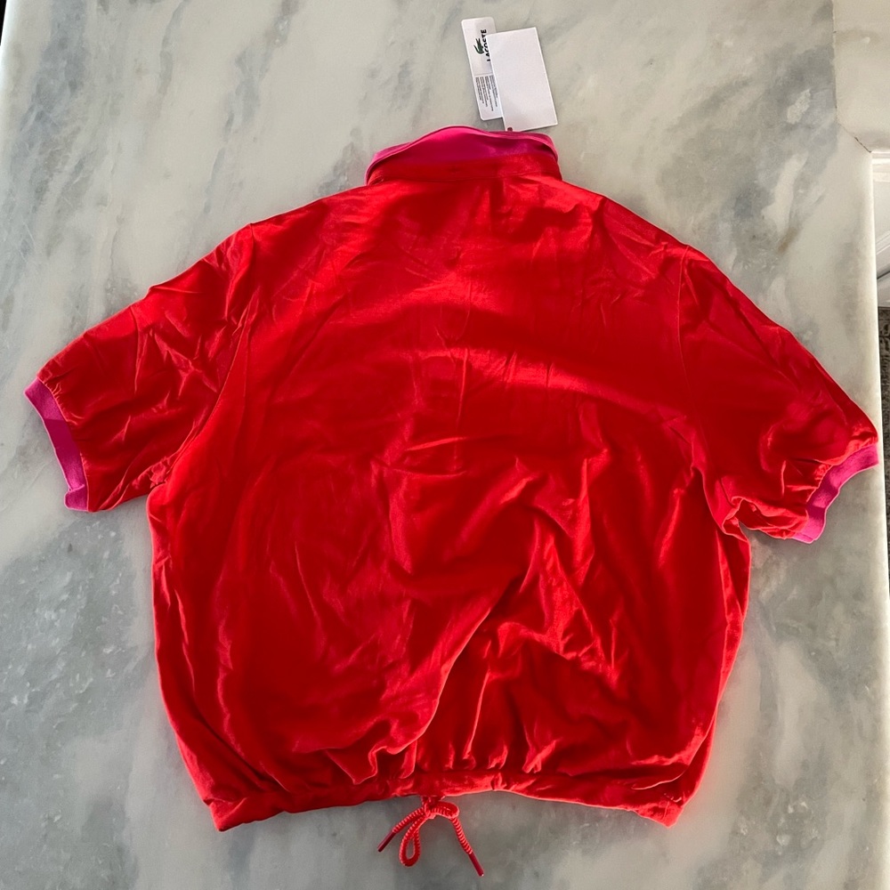 Lacoste Red / Pink Polo Top Drawstring Waist Woman’s Size 12 - Picture 2 of 8